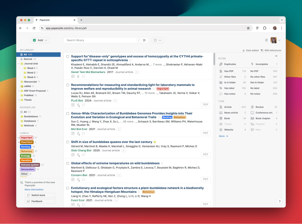 The new Paperpile app.